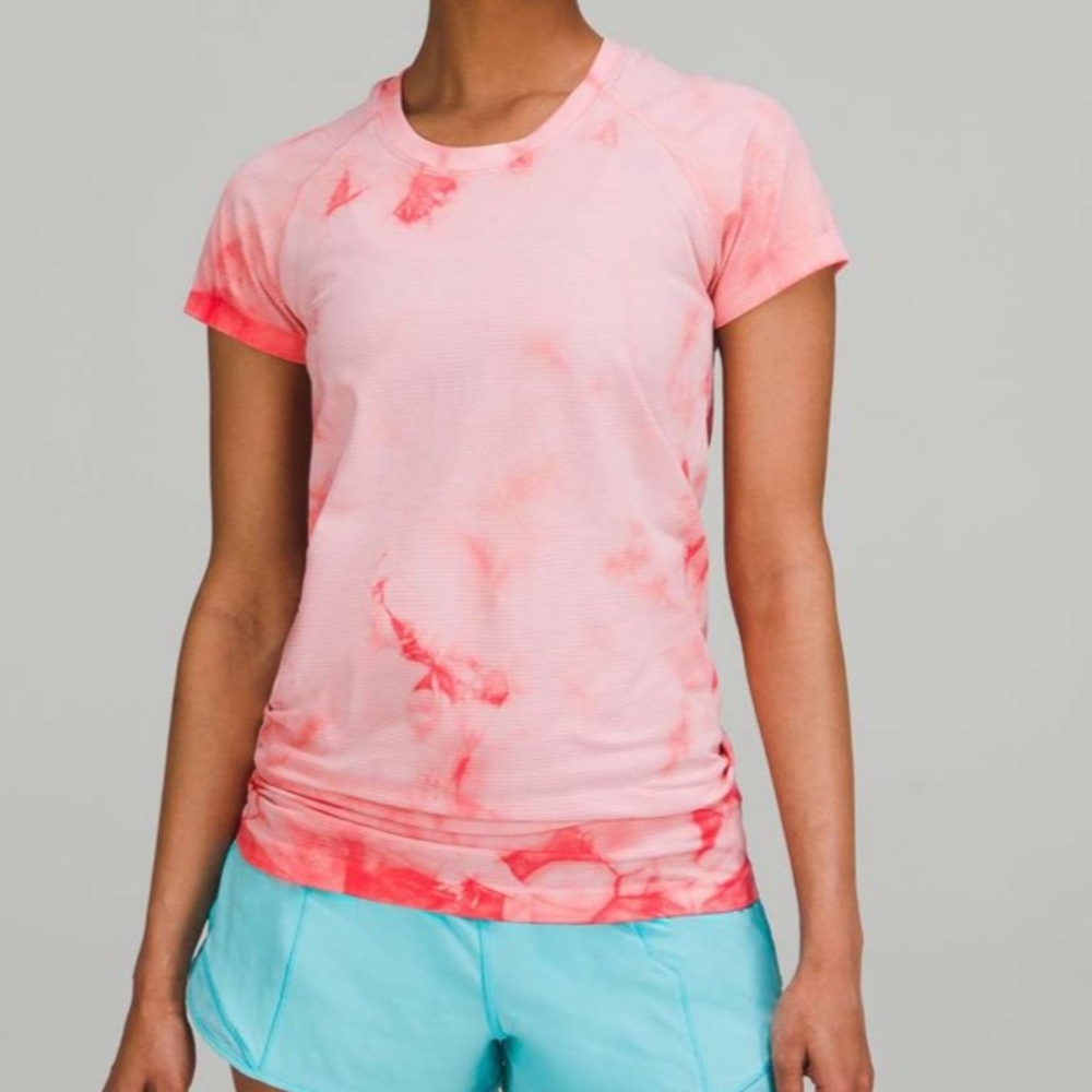 Lululemon Swiftly Tech Short Sleeve Shirt 2.0 - Marble Dye Raspberry Cream